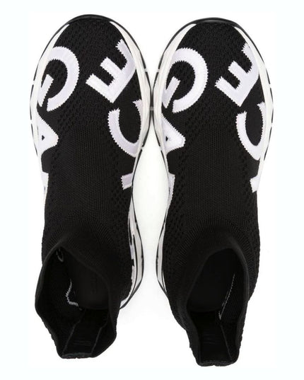 Kids Atelier-Dolce & Gabbana-Black Mesh Sorrento High-Top Sneakers