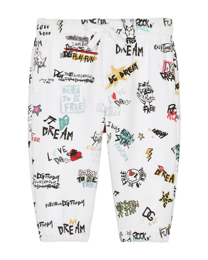 Kids Atelier-Dolce & Gabbana- White all Over Print Pants