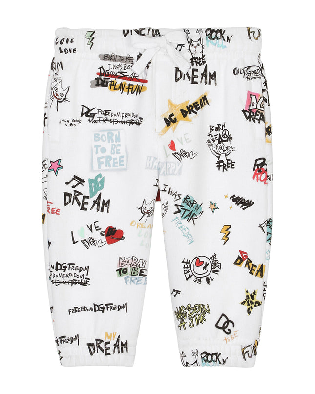 Kids Atelier-Dolce & Gabbana- White all Over Print Pants