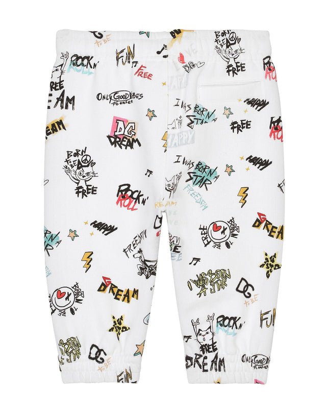 Kids Atelier-Dolce & Gabbana- White all Over Print Pants