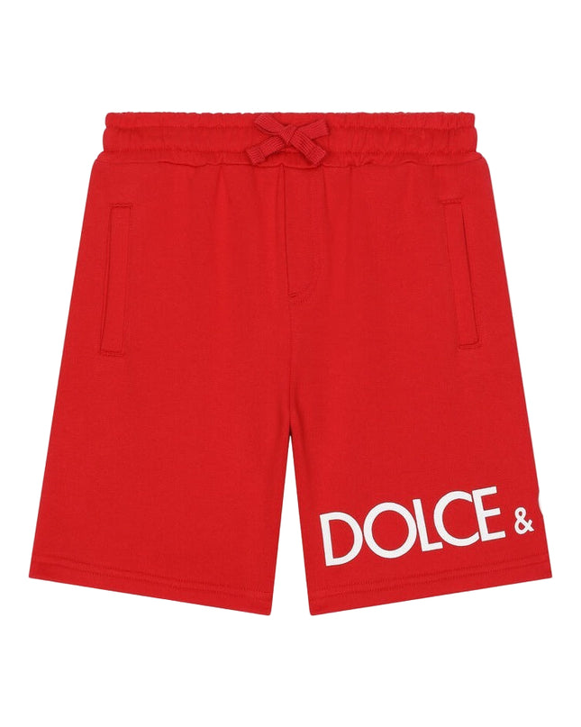 Kids Atelier-Dolce & Gabbana-Red Logo Shorts