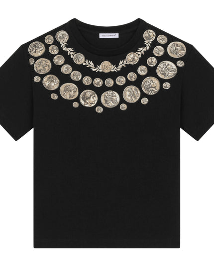 Kids Atelier-Dolce & Gabbana-Black Multi Coin Print T-Shirt