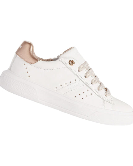 Kids Atelier-Geox-White Nettuno Rose Gold Tab Sneakers