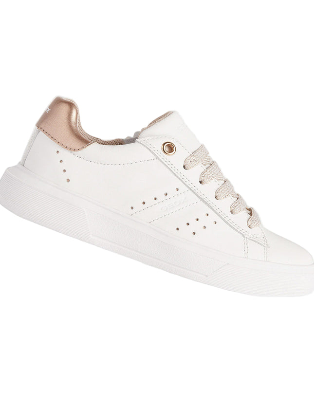Kids Atelier-Geox-White Nettuno Rose Gold Tab Sneakers
