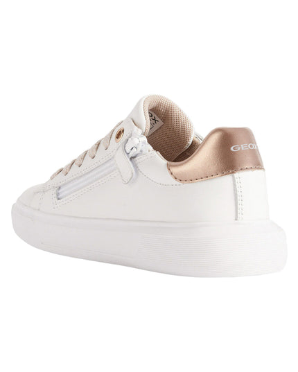 Kids Atelier-Geox-White Nettuno Rose Gold Tab Sneakers