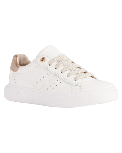 Kids Atelier-Geox-White Nettuno Rose Gold Tab Sneakers