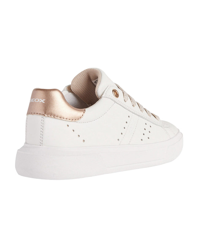 Kids Atelier-Geox-White Nettuno Rose Gold Tab Sneakers
