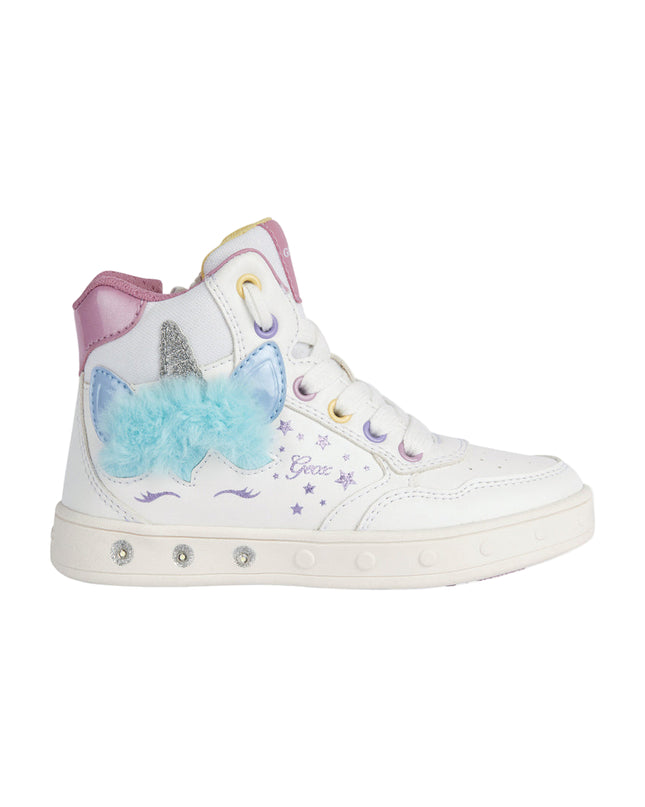 Kids Atelier-Geox-White Skylin Unicorn Light Up High Top Sneakers