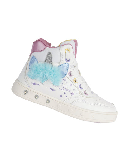 Kids Atelier-Geox-White Skylin Unicorn Light Up High Top Sneakers