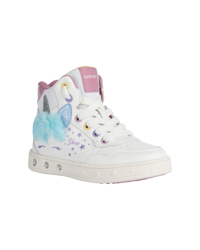 Kids Atelier-Geox-White Skylin Unicorn Light Up High Top Sneakers
