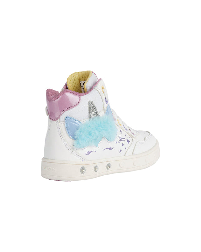 Kids Atelier-Geox-White Skylin Unicorn Light Up High Top Sneakers