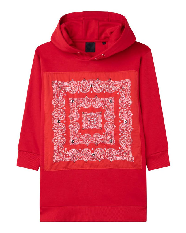 givenchy-h12216-991-Red Long Sleeve Hoodie Dress