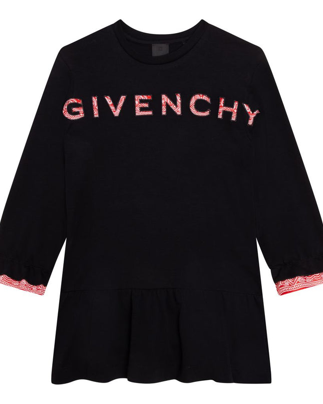 givenchy-h12220-09b-Teen Black Bandana Logo Dress