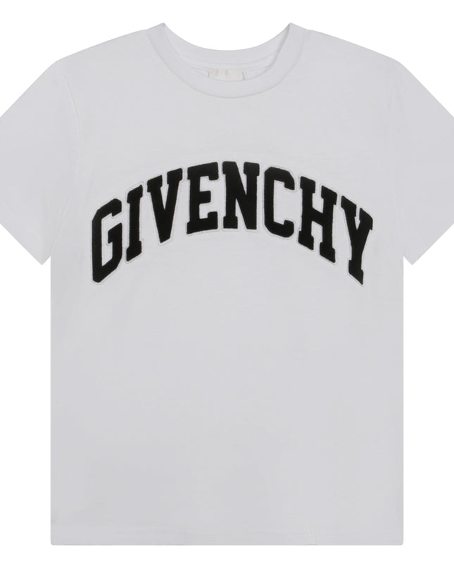 Kids Atelier-Givenchy-White Curved Logo T-Shirt