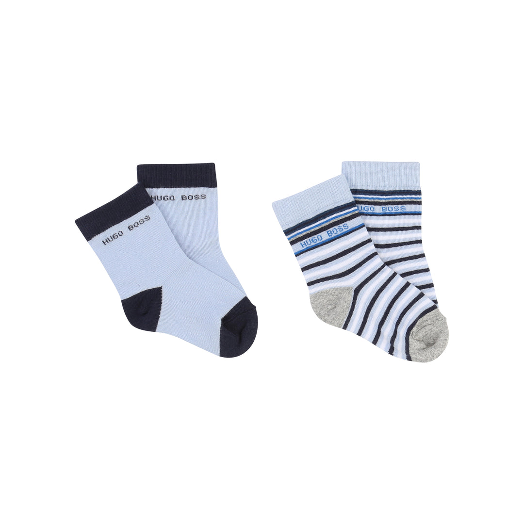 Bicolored And Striped Socks-Accessories-BOSS-17-White / Black-kids atelier