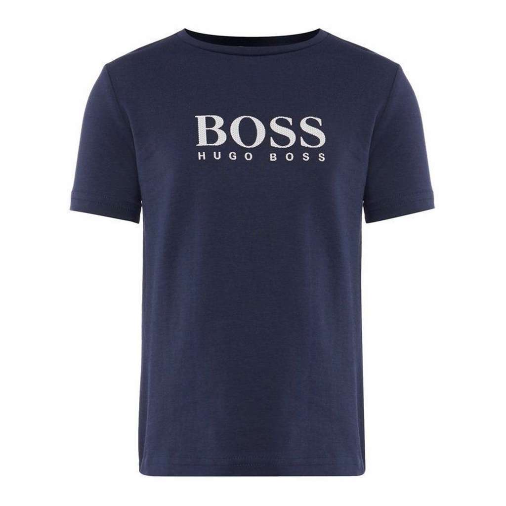 Boss Gray Relief Logo T-Shirt-Shirts-BOSS-kids atelier