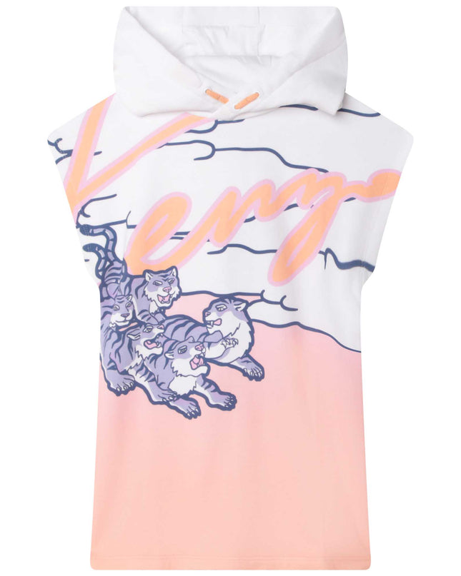 kenzo-k12299-57a-Pink & White Logo Dress