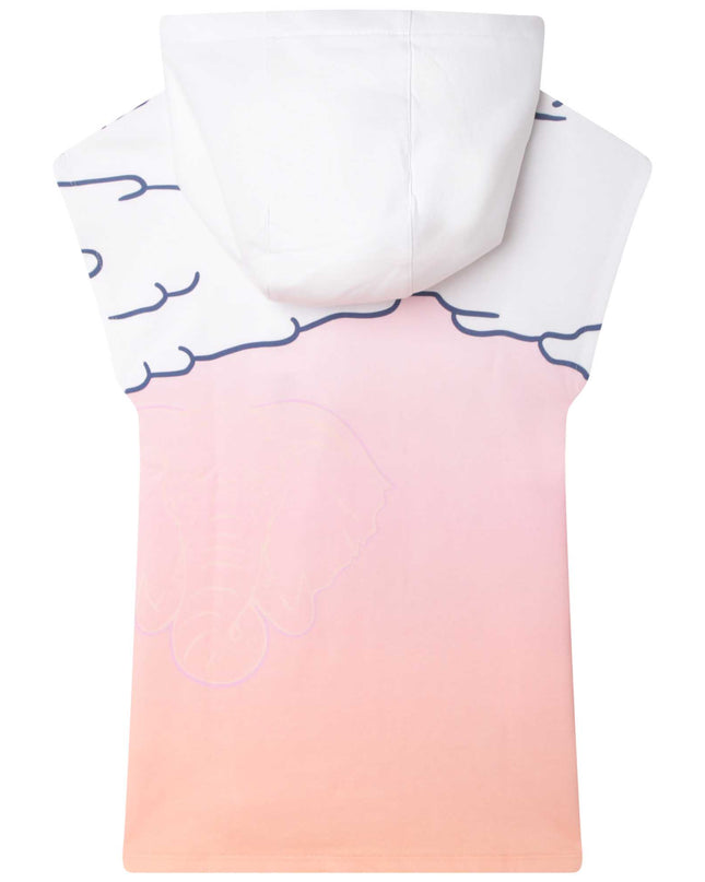 kenzo-k12299-57a-Pink & White Logo Dress