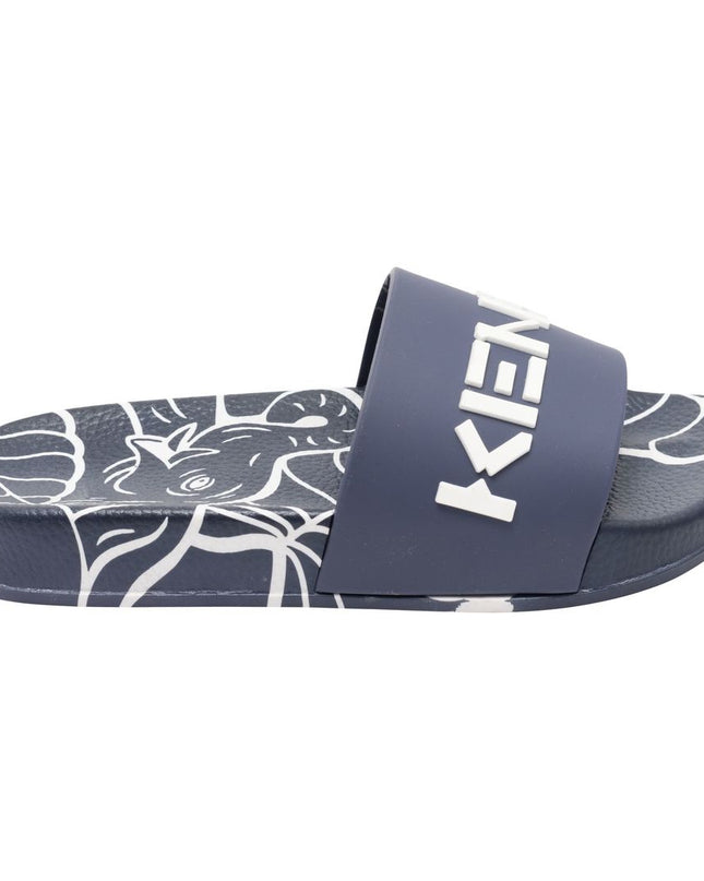 Navy Tiger Print Logo Slides