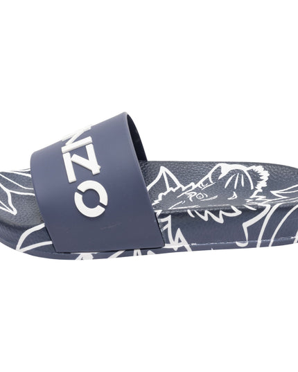 Navy Tiger Print Logo Slides