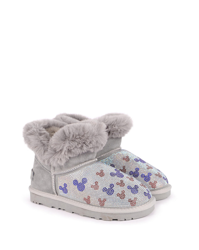Grey Microstud Mickey Winter Boots