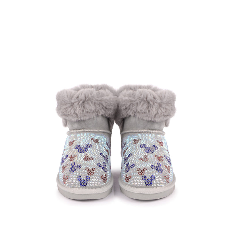 Grey Microstud Mickey Winter Boots