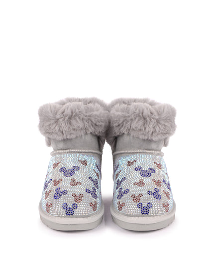 Grey Microstud Mickey Winter Boots