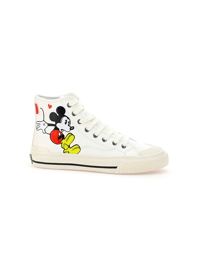 White Mickey Graphic High Top Sneakers