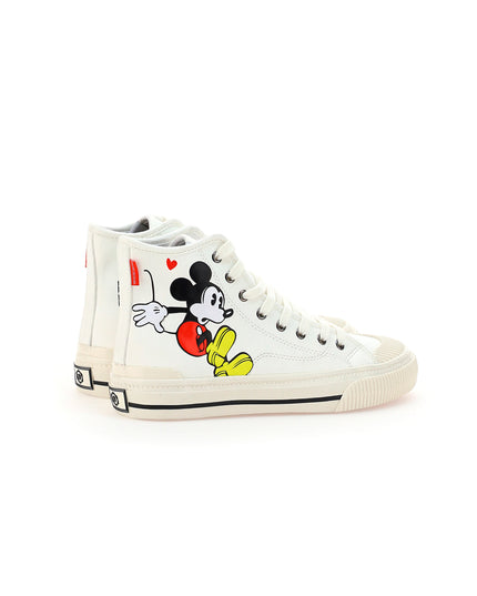 White Mickey Graphic High Top Sneakers