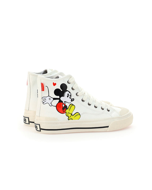 White Mickey Graphic High Top Sneakers