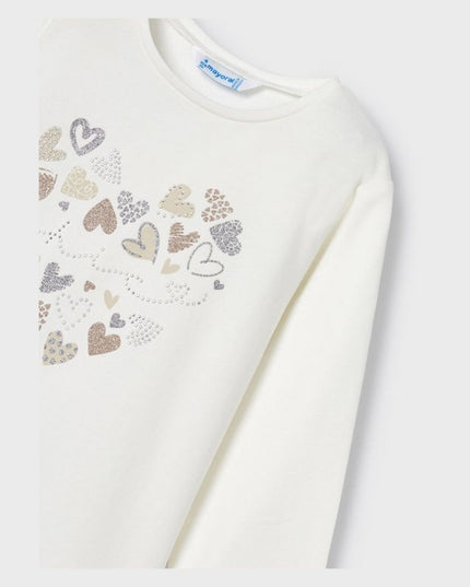 Kids Atelier-Mayoral-White Heart Applique T-Shirt