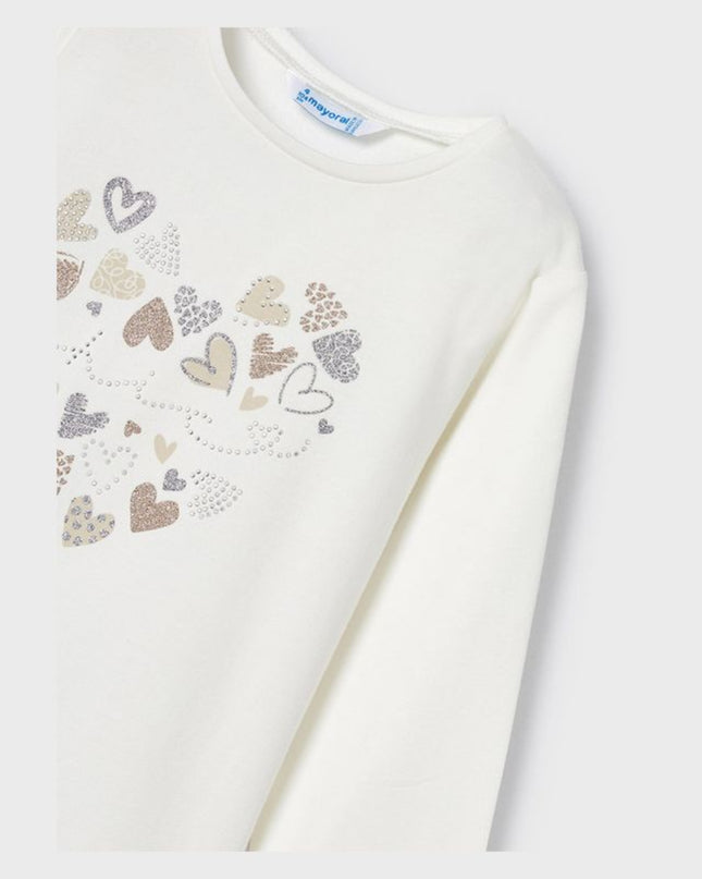 Kids Atelier-Mayoral-White Heart Applique T-Shirt
