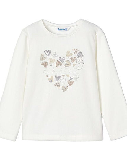 Kids Atelier-Mayoral-White Heart Applique T-Shirt
