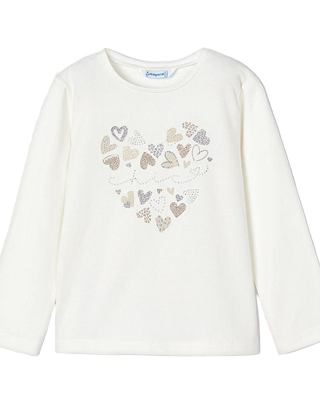 Kids Atelier-Mayoral-White Heart Applique T-Shirt