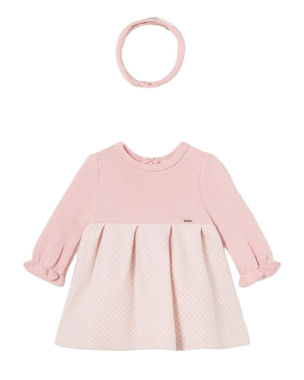 Kids Atelier-Mayoral-Pink Colorblock Jersey Dress & Headband