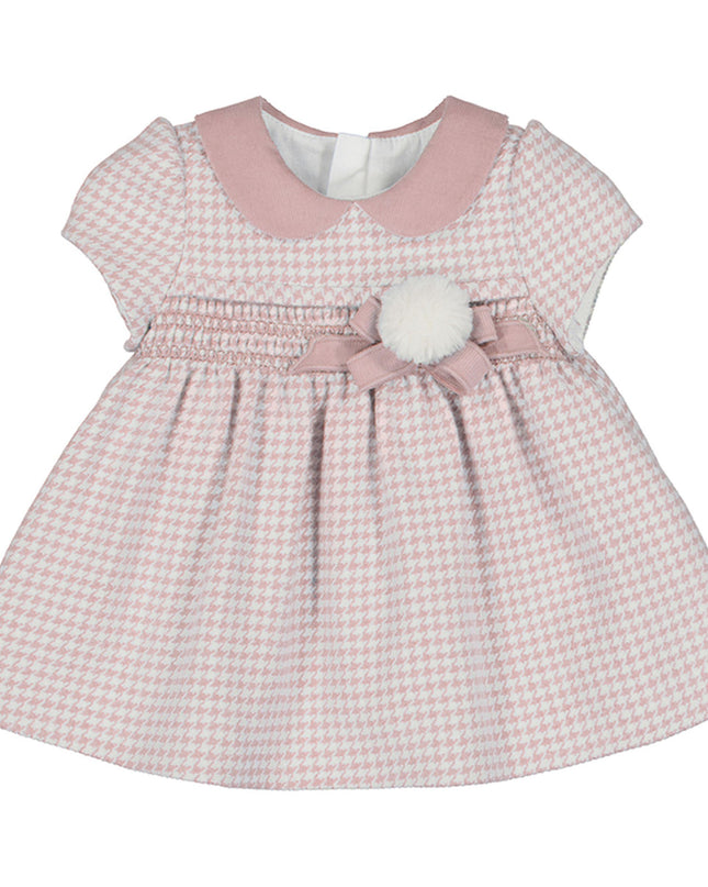 Kids Atelier-Mayoral-Pink Peter Pan Collar Smocked Dress