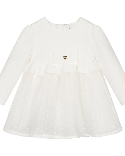 Kids Atelier-Mayoral-White Heart Plumeti Chiffon Dress