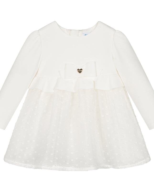 Kids Atelier-Mayoral-White Heart Plumeti Chiffon Dress