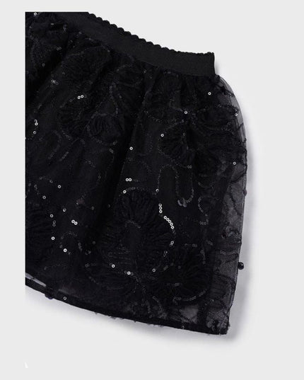 Kids Atelier-Mayoral-Black Tulle Applique Skirt