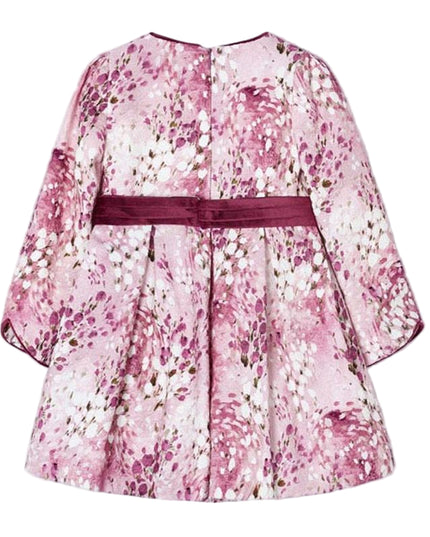 Kids Atelier-Mayoral-Pink Floral Print Jacquard Dress