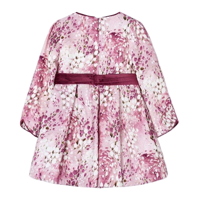 Kids Atelier-Mayoral-Pink Floral Print Jacquard Dress