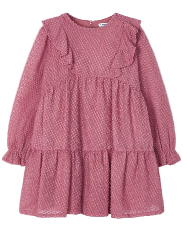 Kids Atelier-Mayoral-Pink Rose Ruffle Plumeti Dress