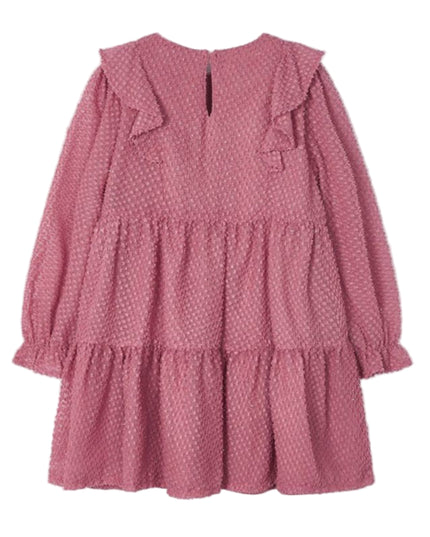 Kids Atelier-Mayoral-Pink Rose Ruffle Plumeti Dress