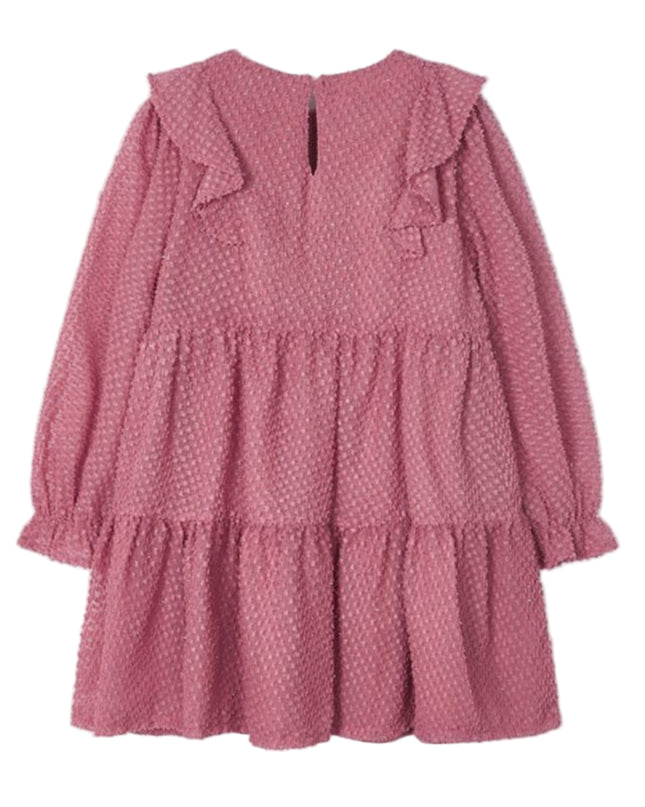 Kids Atelier-Mayoral-Pink Rose Ruffle Plumeti Dress