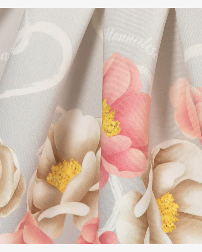 Kids Atelier-Monalisa-Gray Floral Neoprene Skirt
