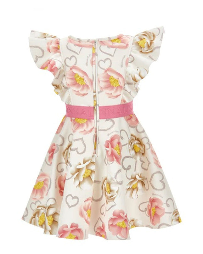 Kids Atelier-Monalisa-White Floral Print Dress