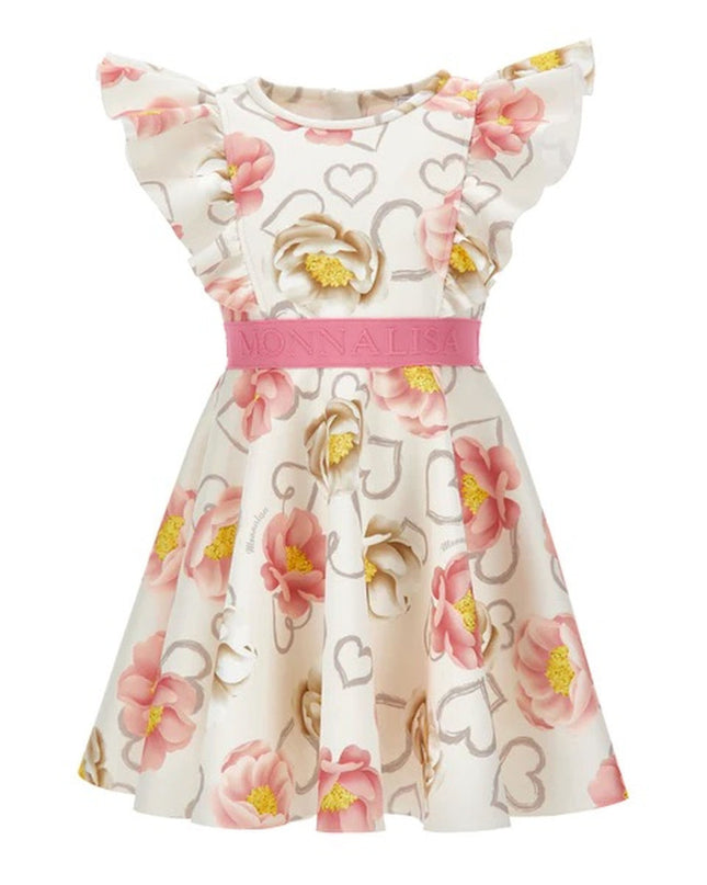 Kids Atelier-Monalisa-White Floral Print Dress