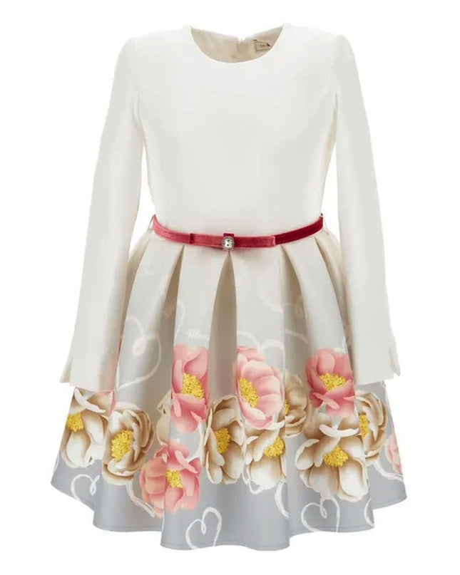 Kids Atelier-Monnalisa-White Floral Print Dress