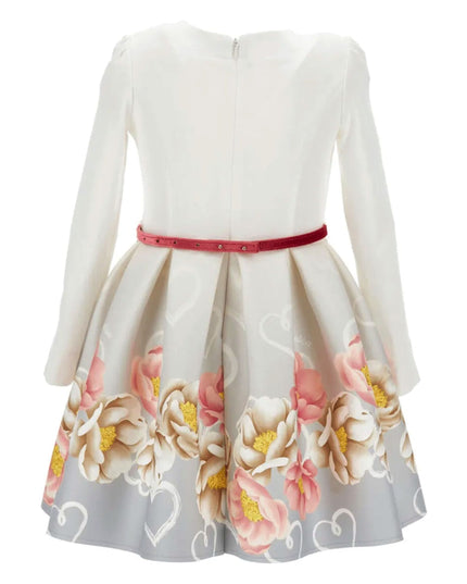 Kids Atelier-Monnalisa-White Floral Print Dress