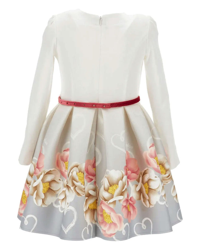 Kids Atelier-Monnalisa-White Floral Print Dress